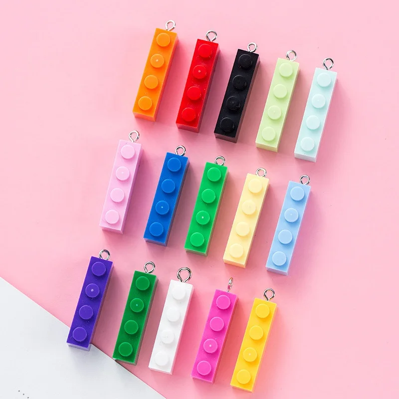

32mm Colorful Plastic Building Block Charms Playful Toy Fun Charms Toy Building Block Pendants Making Findings DIY Jewelry, Picture