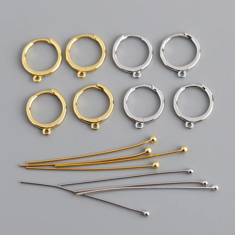 

Hot Selling High Quality Gold and White Gold 925 Sterling Silver Diy Accessories Fittings Hoop Earring Women