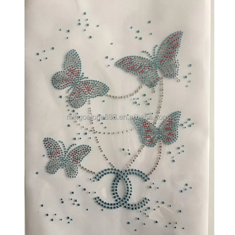 

Factory Good Quality Rhinestone Heat Transfer Design Butterfly Hotfix Rhinestone Transfer Motif, Select from color chart