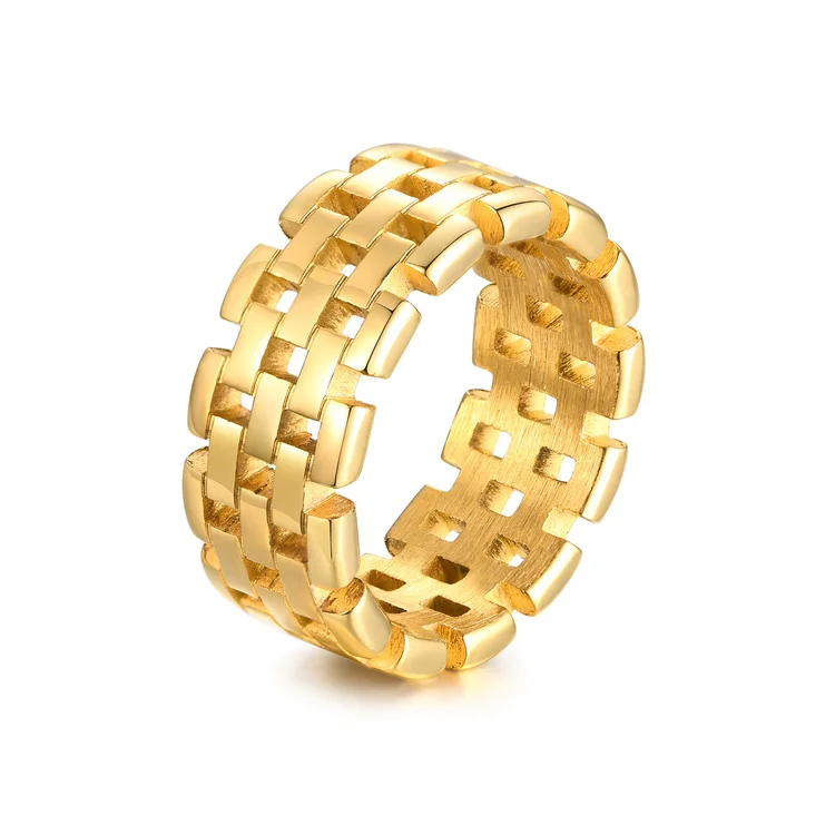 

Never fade PVD gold plated watchband chunky rings stainless steel ring for women