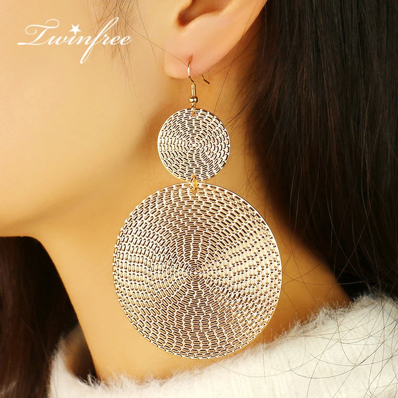 

Earings for Women 2021Amazon Hot Sellings Exaggeration Jewelry Fashion Geometric Big Round Drop Earrings