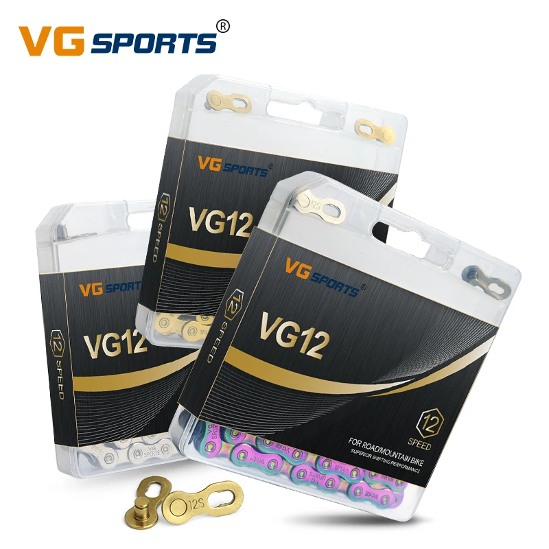 

VG Sports Ultralight 12 Speed Bicycle Chain 126Links Silver Rainbow Titanium Gold Chain Mountain MTB Road Bike Chains