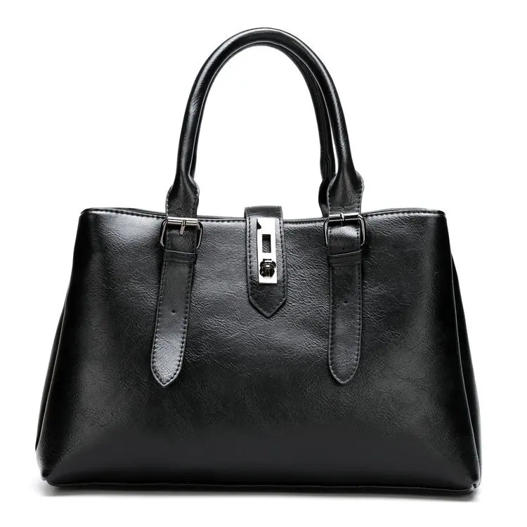 

Women's Bag 2021 New Solid Color Fashion Buckle Handbag Oil Wax Leather Trend Single Shoulder Messenger Bag