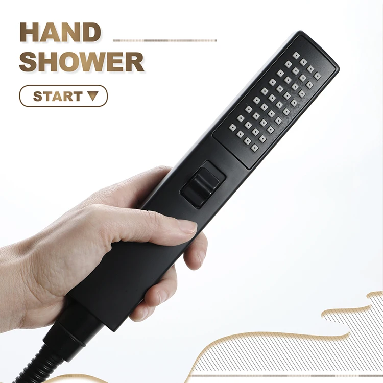 HIDEEP Bathroom Shower Accessories Black Square ABS Hand Shower Rain Heldhand Shower Head
