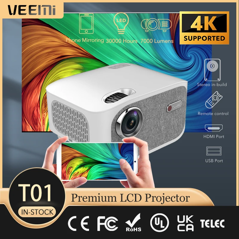

Factory OEM/ODM 7000 Lumens 1080p Full HD LCD LED Video Portable Home Theater Projector in Stock