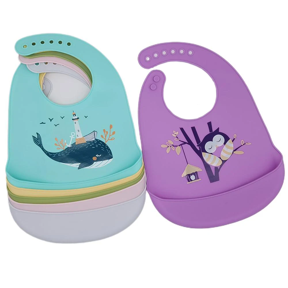 

Fokison Display Waterproof Special Design Bib Silicone Baby Bibs, Grey,pink,green,yellow,purple,blue