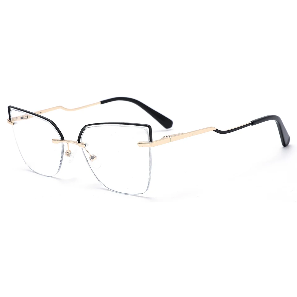 

Women fashion metal cat eye optical frames popular half-rim metal eyeglasses frames