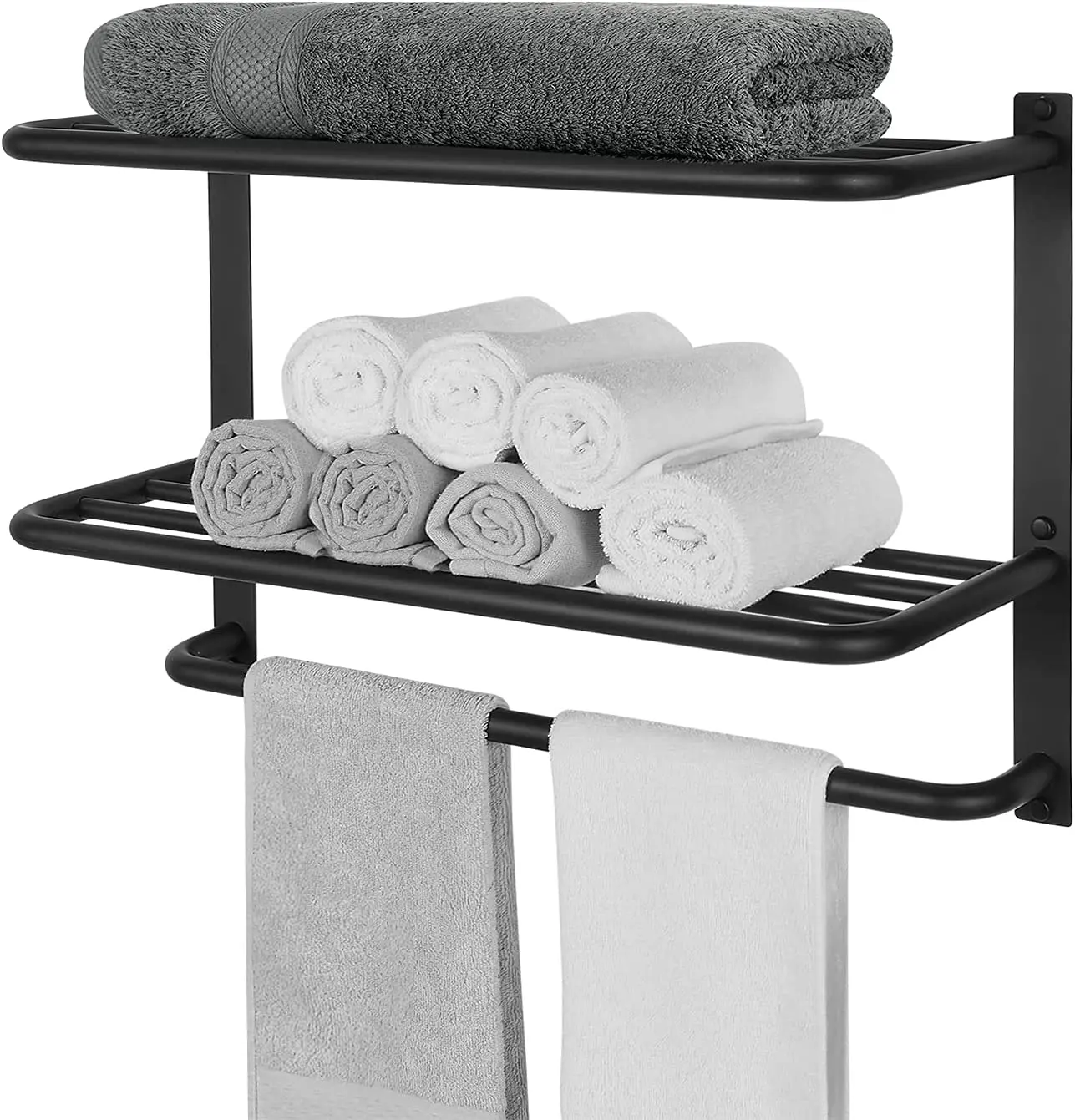 

Wholesale Stainless Steel Wall Mounted Double Towel Rack Holder Bathroom Metal Towel Rack Shelf Towel Storage Rack