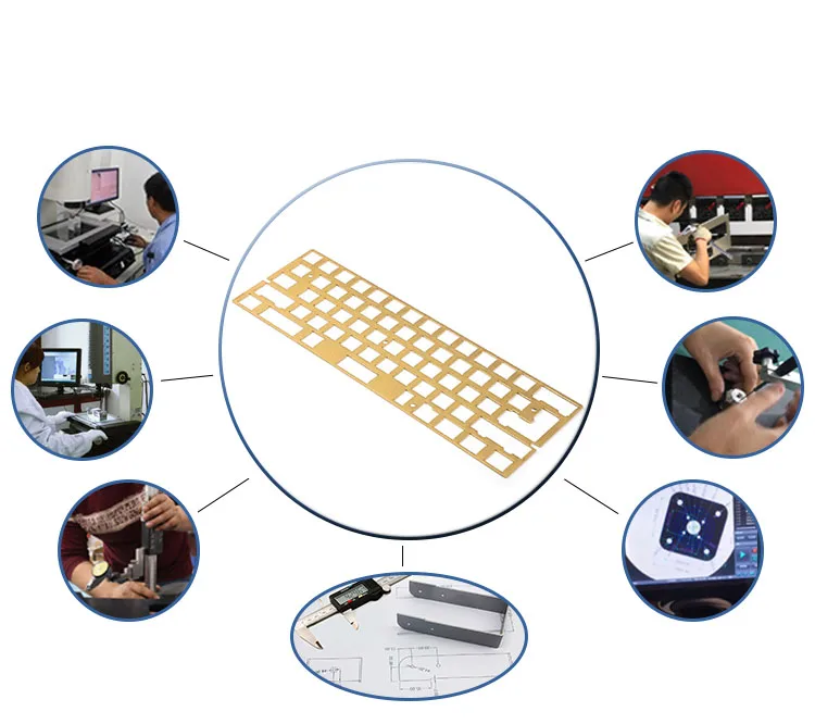 Full Custom Universal Mechanical Keyboard 60 Brass Plate Sandblast