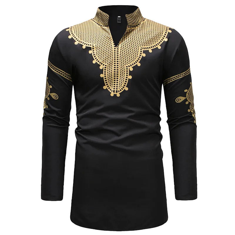 

2021 newest African clothes dashiki men shirt long sleeve