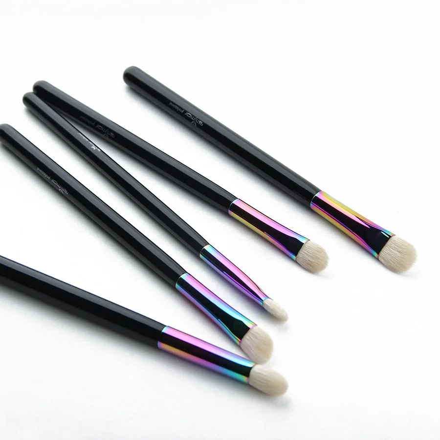 

5Pcs Professional Eyeshadow Goat Hair Makeup Brush Set With Wood Handle Eyebrow Make Up Brushes, Rainbow