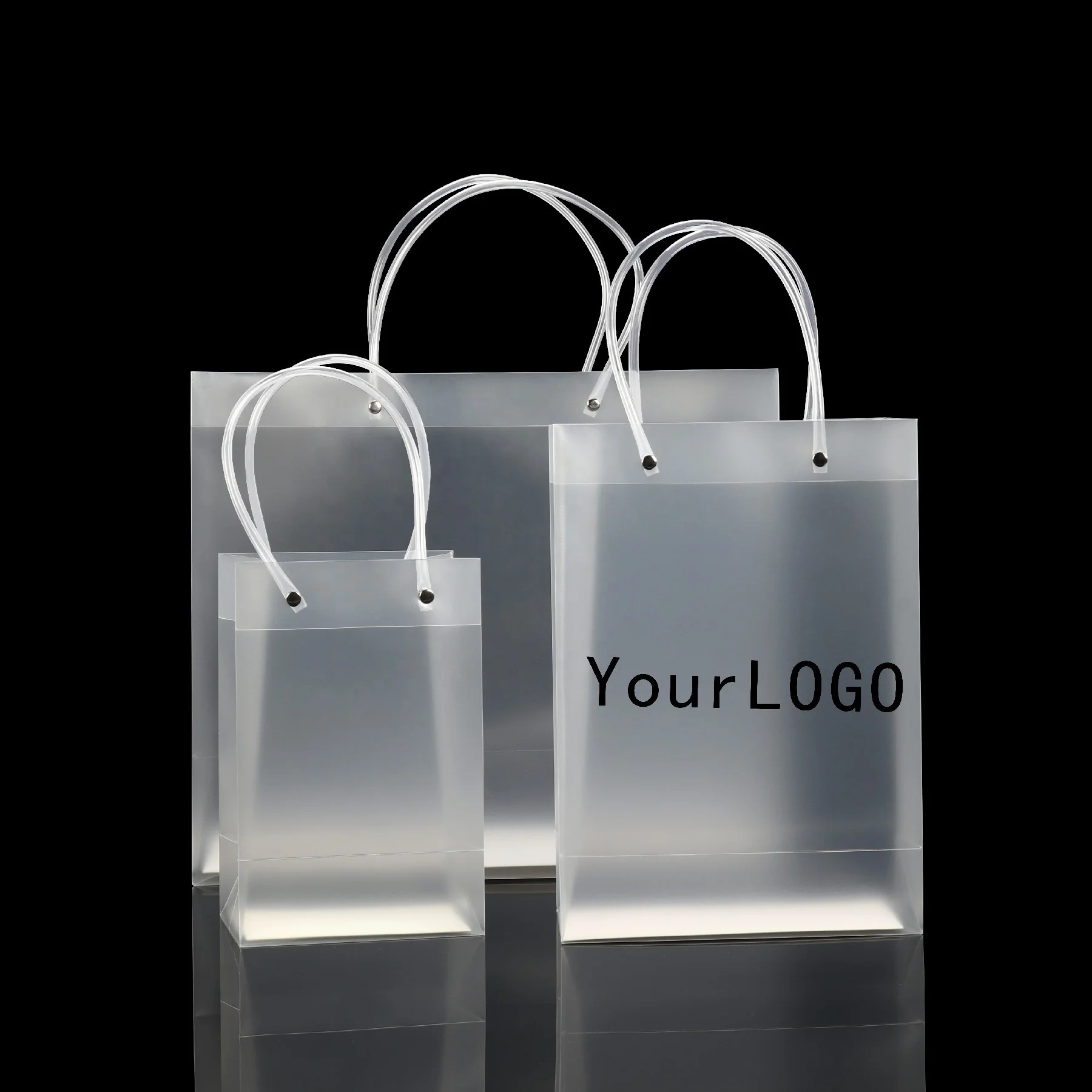 

Customized LOGO frosted plastic handle bag, Customized color