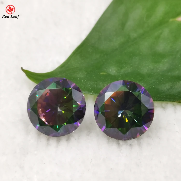 

Hot Sale Synthetic Amethyst Mystic Rainbow Topaz Round Brilliant Cut Cubic Zirconia Stone