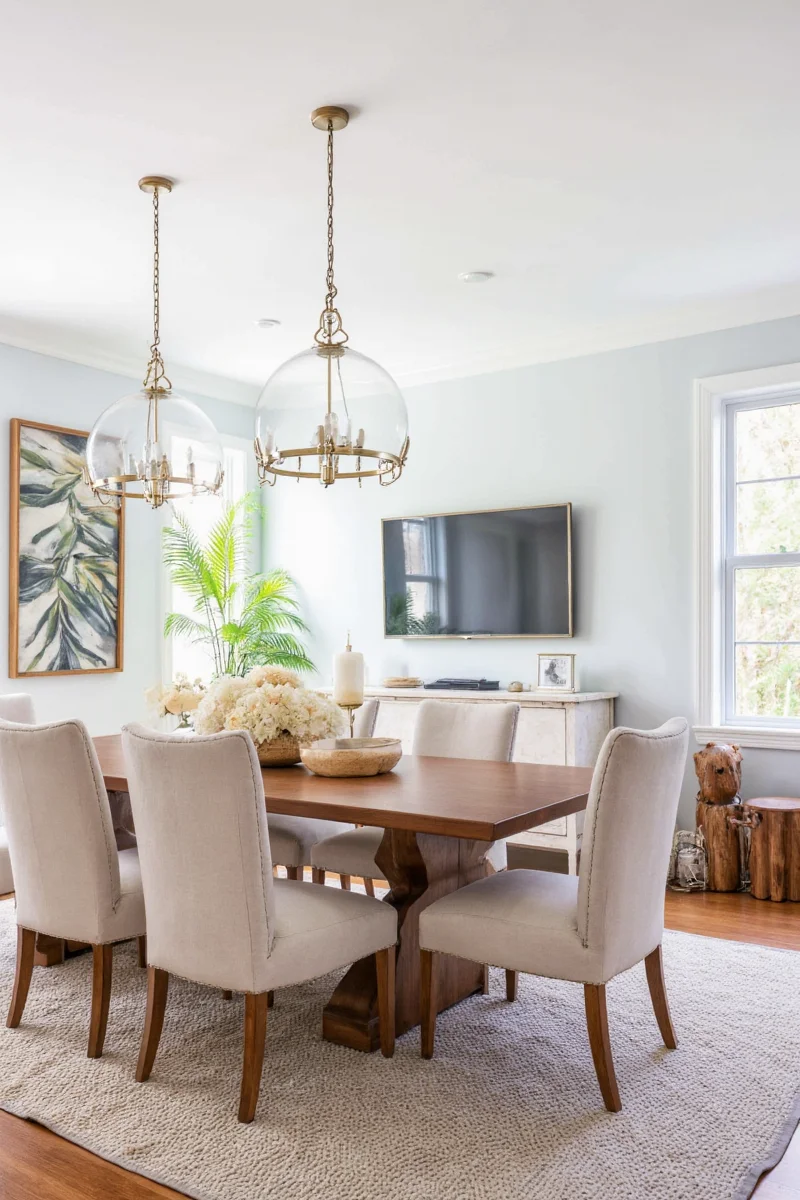 Dining room transformed into a cozy living space