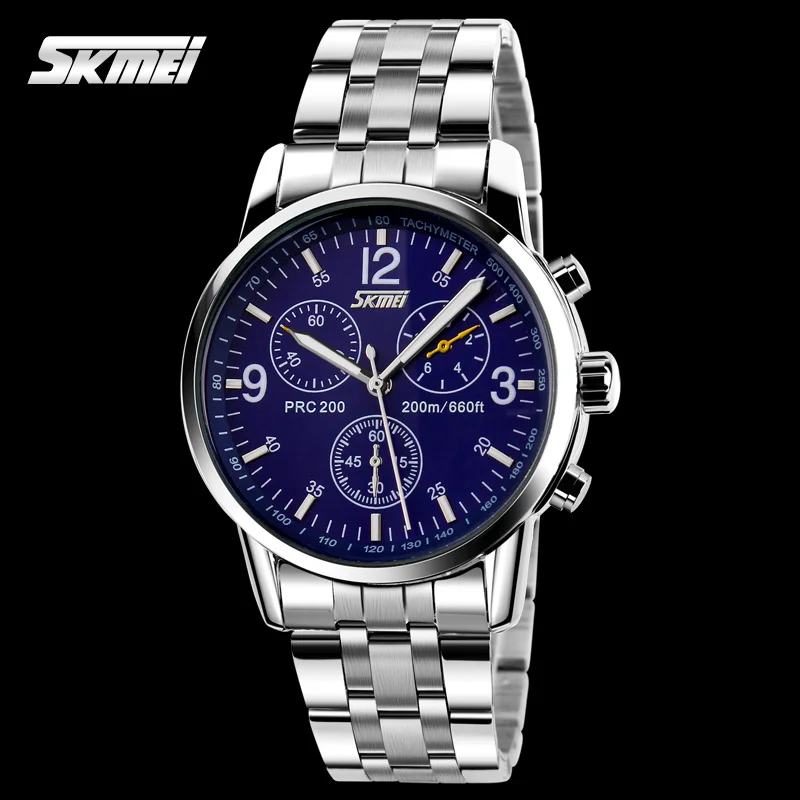 SKMEI 9070 Luxury Stainless Steel Quartz Watch Men Business Male Wrist Watches Clock Relogio Masculino