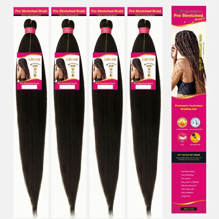 

Hot Selling free sample ombre pre prestrech hair braids pre stretched braiding hair, 1b,4,27,30,613,t30,t27