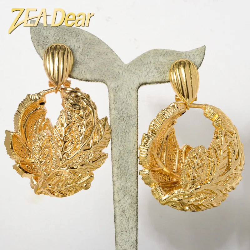 

Zeadear jewelry Bohemian exaggerated flower earings Fashion 18k gold plated Drop earrings for women