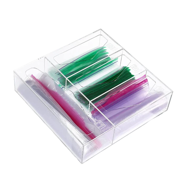 

FF399 Suitable for Gallon Sandwich and Snack Variety Size Bag Acrylic Ziplock Bag Storage Organizer Dispenser for Kitchen Drawer, Clear