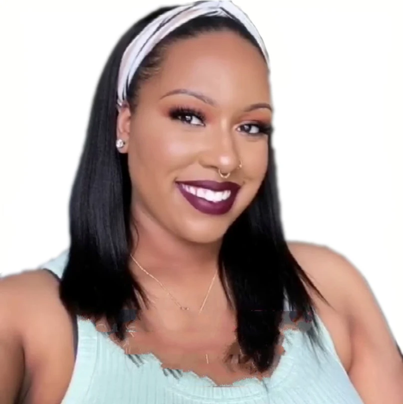 

Turban Wig European and American Long Straight Hair Chemical Fiber High Temperature Silk Ladies 16-24 Inch Natural Wigs, Black color