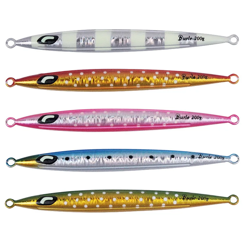 

Leurre De Peche Sea Fishing Lure Metal Casting Bait 100g 150g 200g 250g 300g Luminous Spinnerbait Isca Artificial Jigging Lures, 5 colors