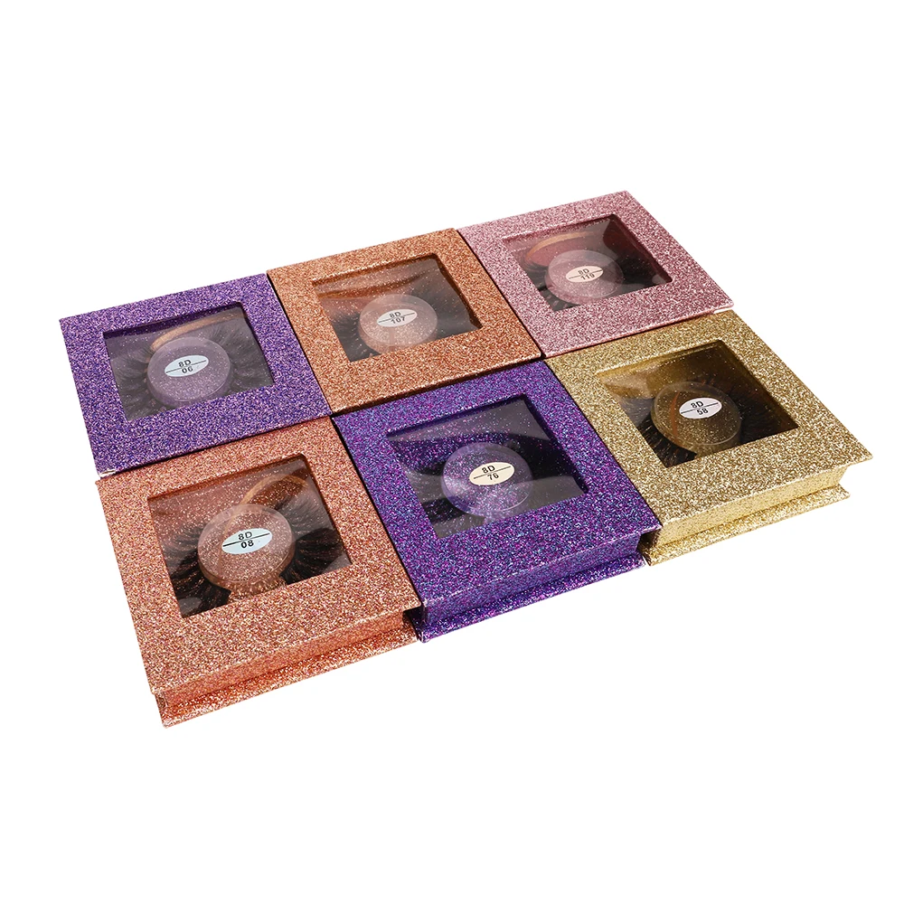 

Glitter Lash Box Rectangle Plastic Lash Case for 25mm 8D Mink Eyelashes Bling Lash Case, Natural black