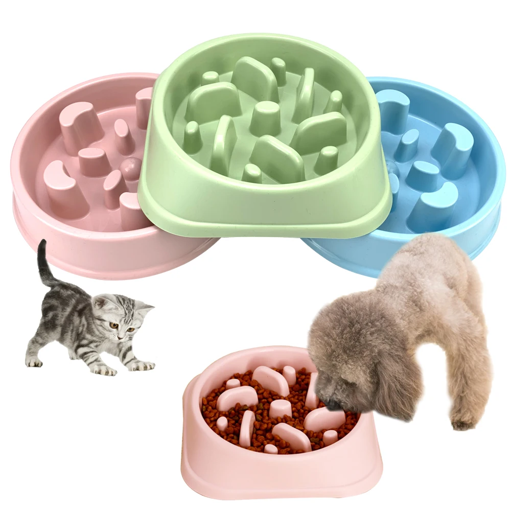

Slow Feeder Anti-choke Pet Bowl Healthy Diet Slow Eat Feeders Dog Cat Bowls Anti-Gulping Durable PP Plastic Small Dog, Green, blue, pink