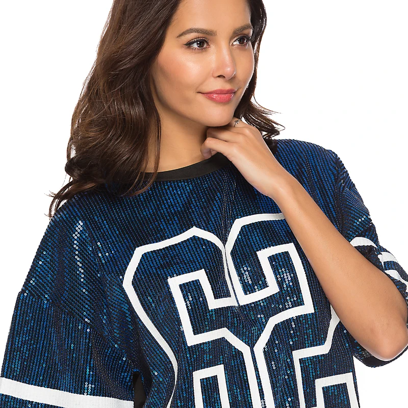 

popular Women Fashion Clothes 2021 Summer number print loose mid-length T-shirt skirt Tops Women T Shirts