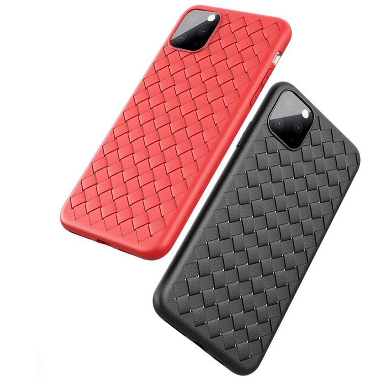 

Fashion luxury heat dissipation design weaving leather grain soft tpu mobile cell phone cover case for iphone 11 pro max