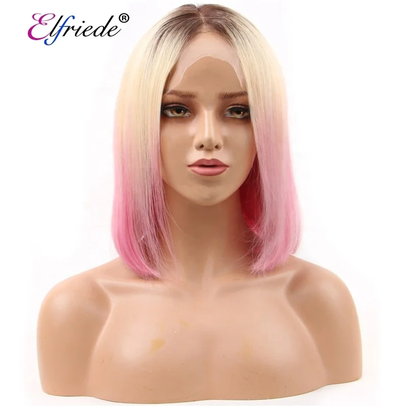 

#T 1B/613/Pink Straight BOB Wigs Brazilian Remy Human Hair Lace Front Wig Short Wigs For Women Free Shipping SLD-110