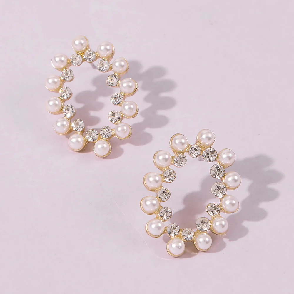 

Luxury Embellished Diamond Clip-on Jewelry Pearl Women Stud Earrings Ear Ring For Women