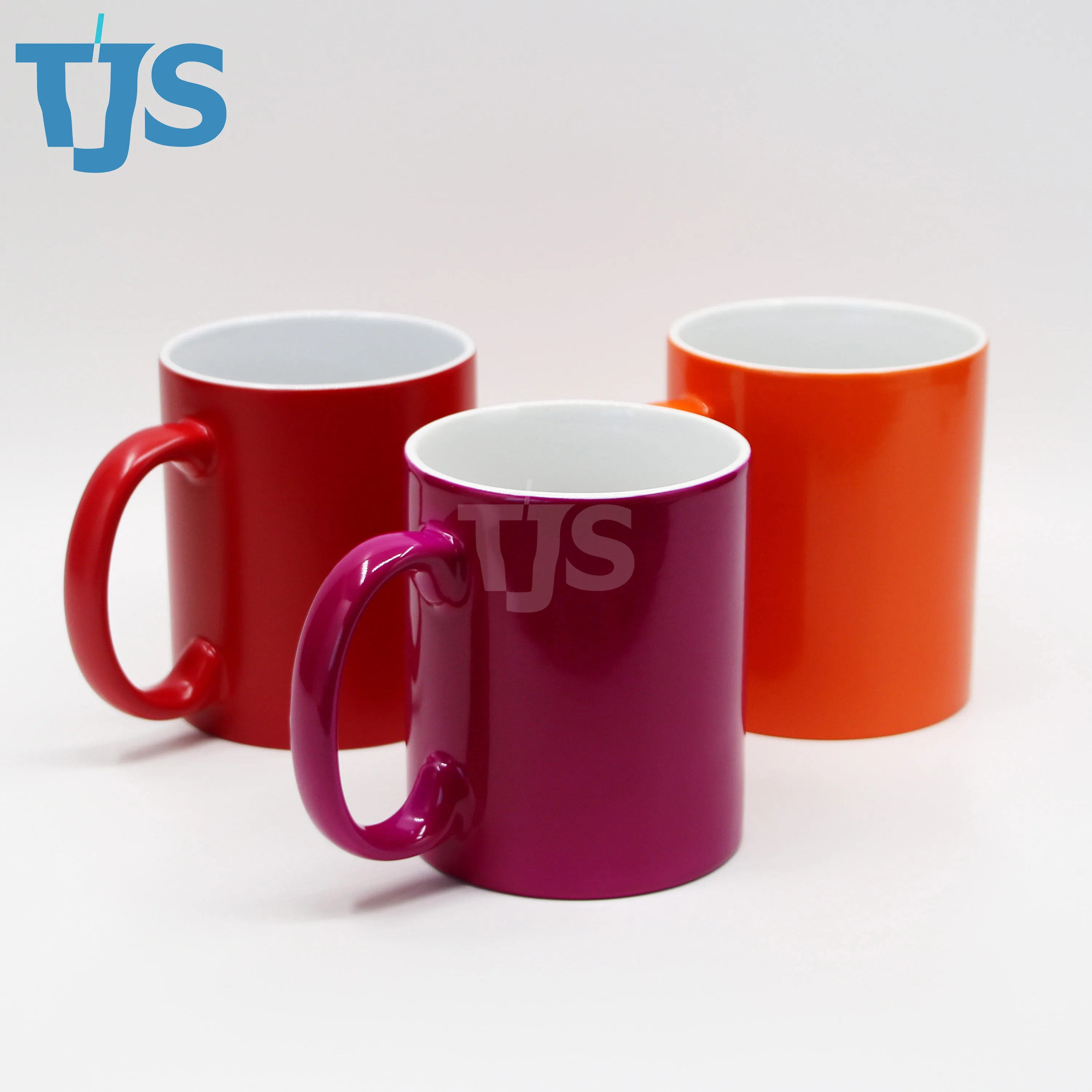 

Customized sublimation blanks magic mug 11oz color change ceramic coffee mugs for free DIY, Red black orange purple blue