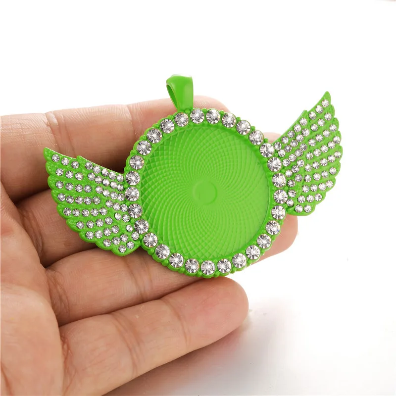 

I YOU WIN Jewelry 2021 New Creative 30mm Colorful Wings Photo Frame Pendant DIY Wings Photo Frame Charms Pendant