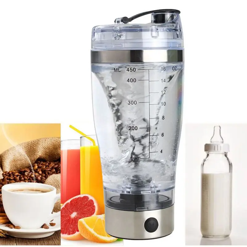 

2021 Custom LOGO 600ML Battery Automatic Mixing Cup Electric Blender Coffee Cup Protein Powder Shaker Bottle, Clear color