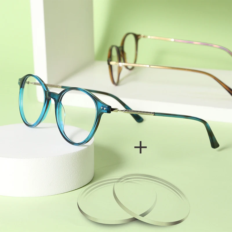 

1.56 Anti-Radiation Acetate With Metal Frame Prescription Progressive Eyewear Myopia Optical Glasses 2022, 1color