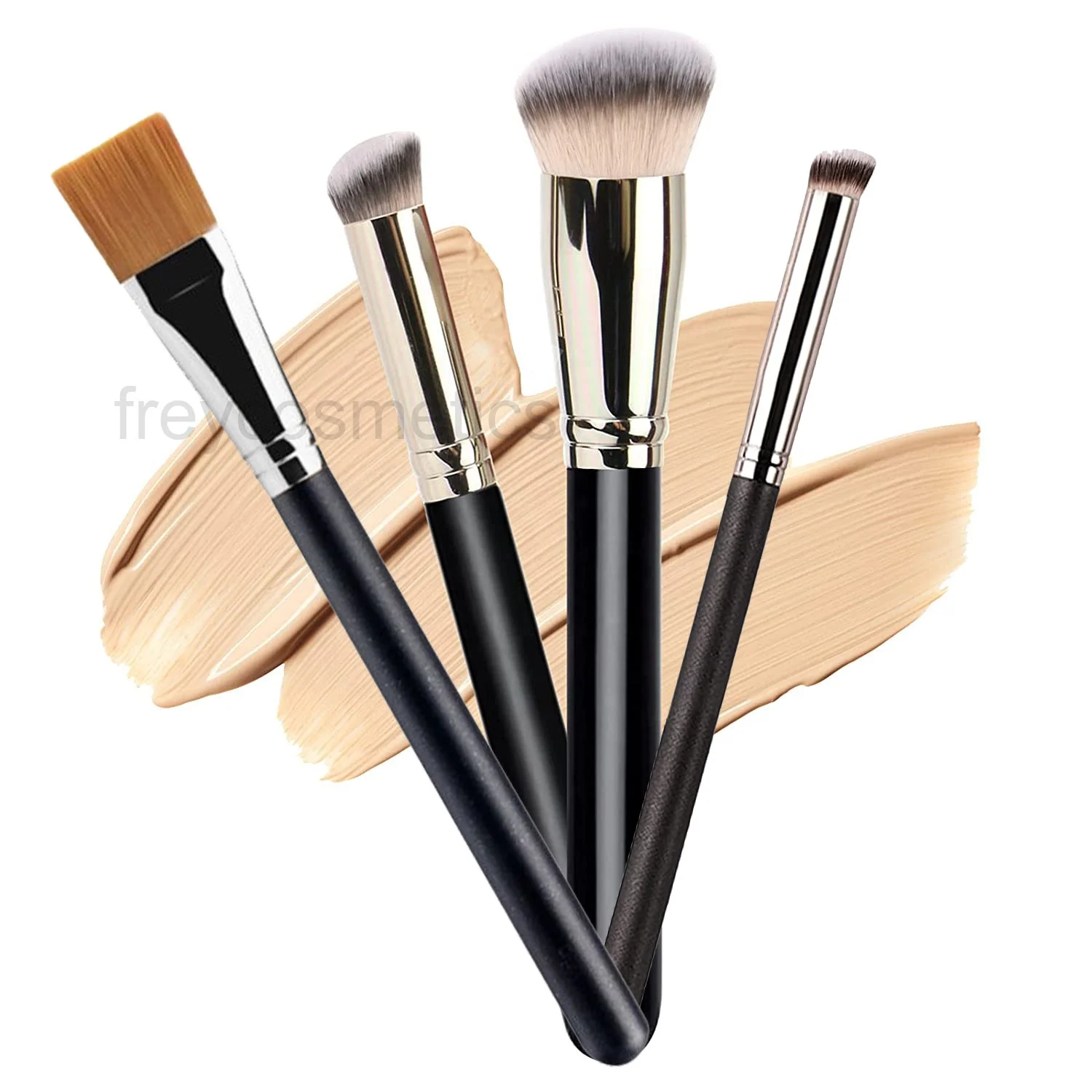 

Foundation Brush Round Slanted Makeup Brush Mini Angled Concealer Flat Top Mask Kabuki Nose Contour Brush, Black/white