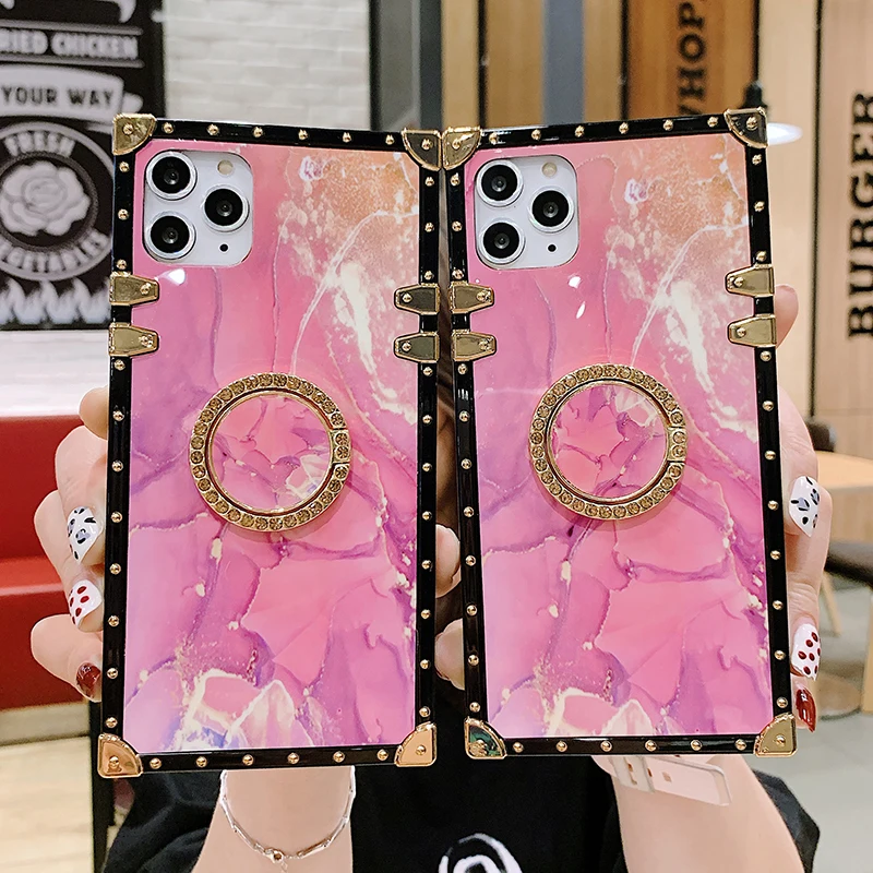 

2021 Square Marble Texture Phone Case For Huawei P40 lite P20 P30 Pro Honor 20 8X 9X Y6P Y7A Y9 2019 Nova 3i Holder Soft case