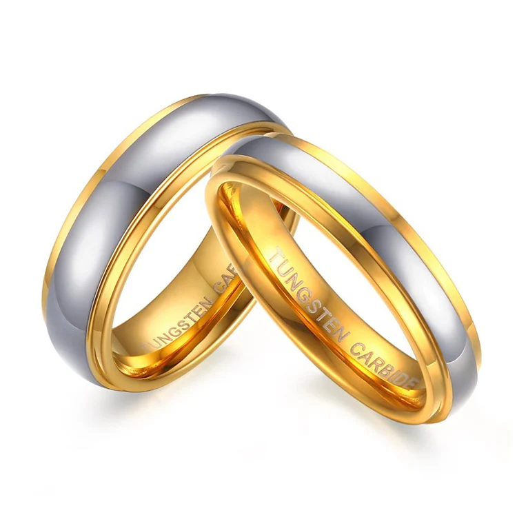 

Latest Designs Gold Tungsten Wedding Band Ring Sets For Couple, Gold & silver