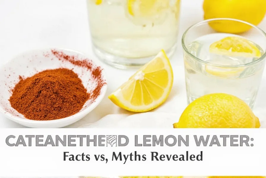 Step-by-step preparation of cayenne pepper lemon water in a glass with fresh lemon slices and cayenne pepper