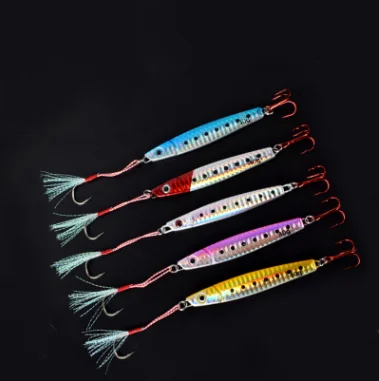 

Factory Price Artificial Lure Baits Swimbait Lead Lure Sinking Metal Jigging Luminous Sinking Fishing Lure, 5 colors