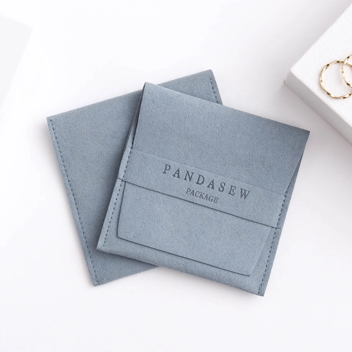 

PandaSew Custom Deboss Printed Logo Microfiber Envelope Style with Band Earring Gift Jewelry Pouch, Customized color