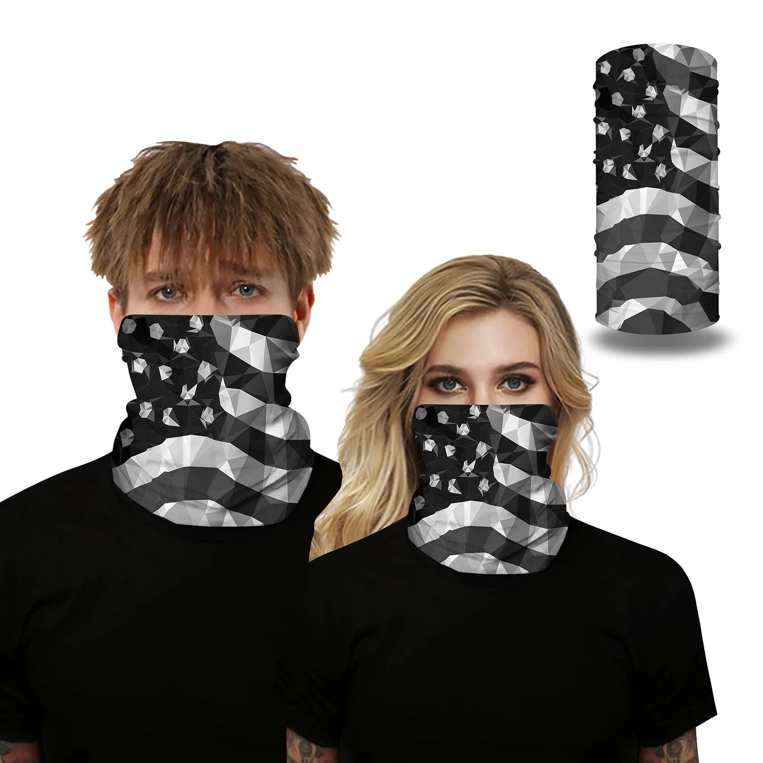 

Outdoor Sports Mask Clown Us Flag Digital Printing Multifunction Magic Cycling Facemask, Picture shows