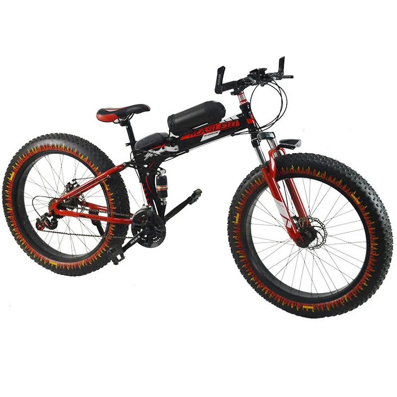 36v 250w碳钢车身框架助力器显示屏26*4.0轮胎折叠电动自行车