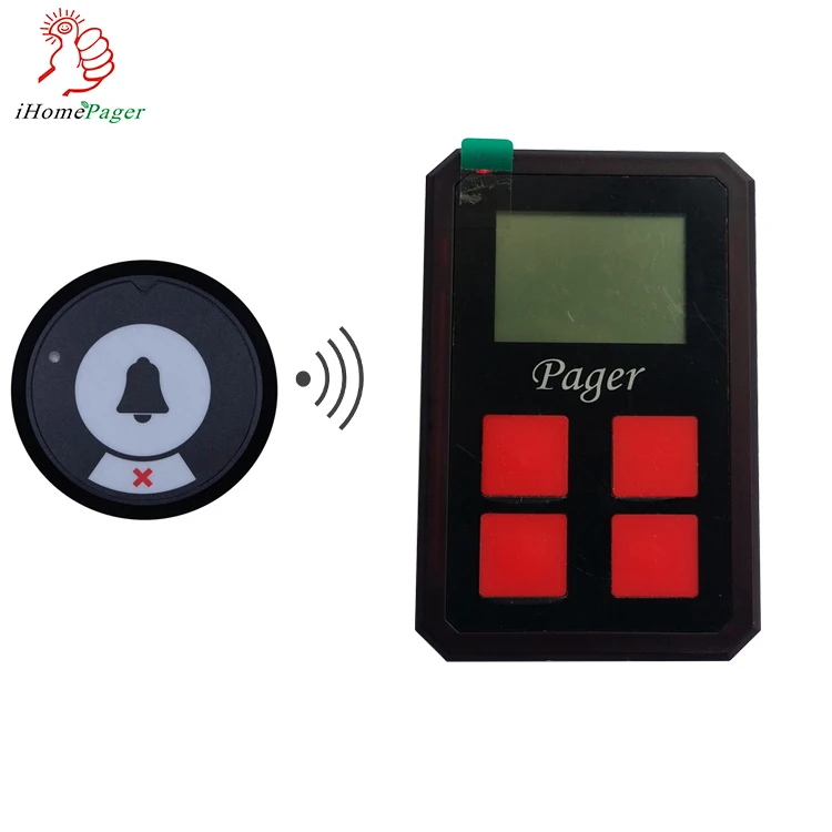 

wireless calling system call button transmitter and portable pager, Black