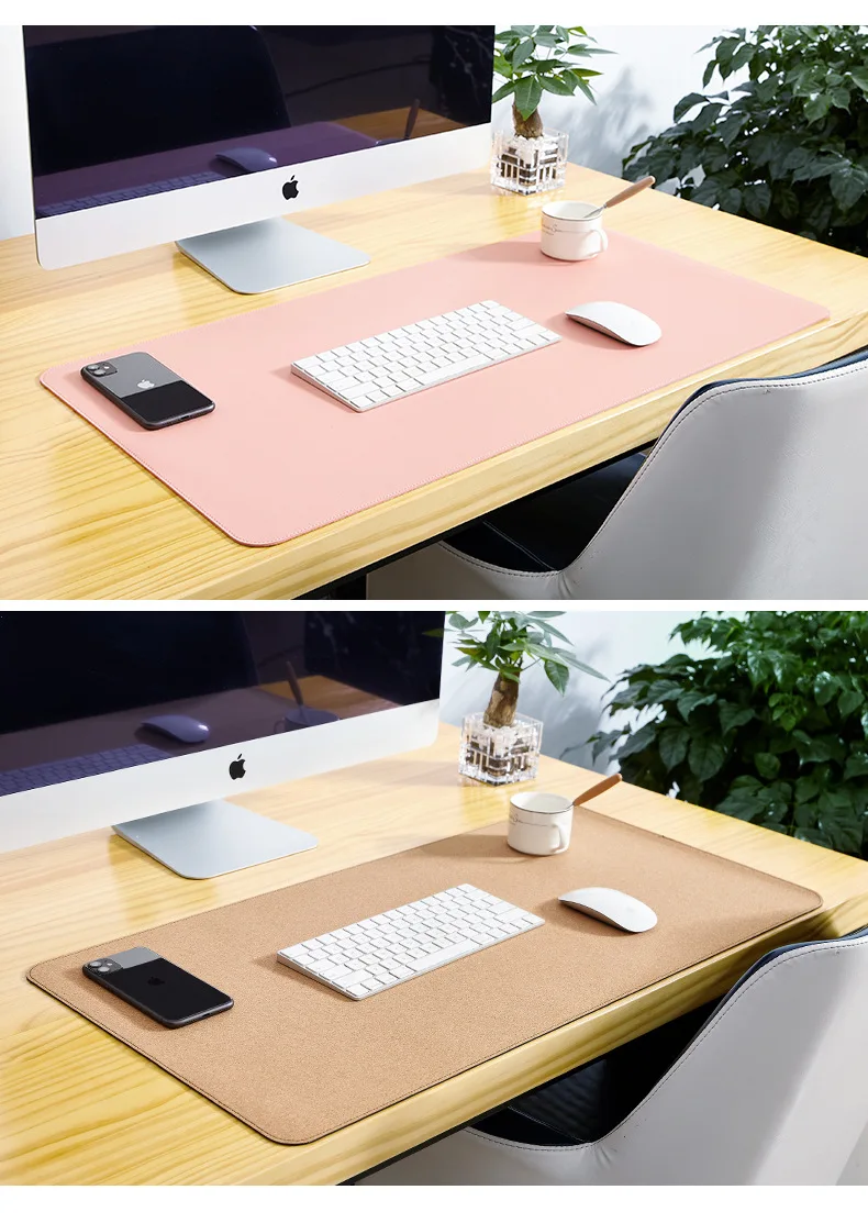 Large Cork Vegan Leather Desk Pad Non Slip Pu Leather Desk Computer