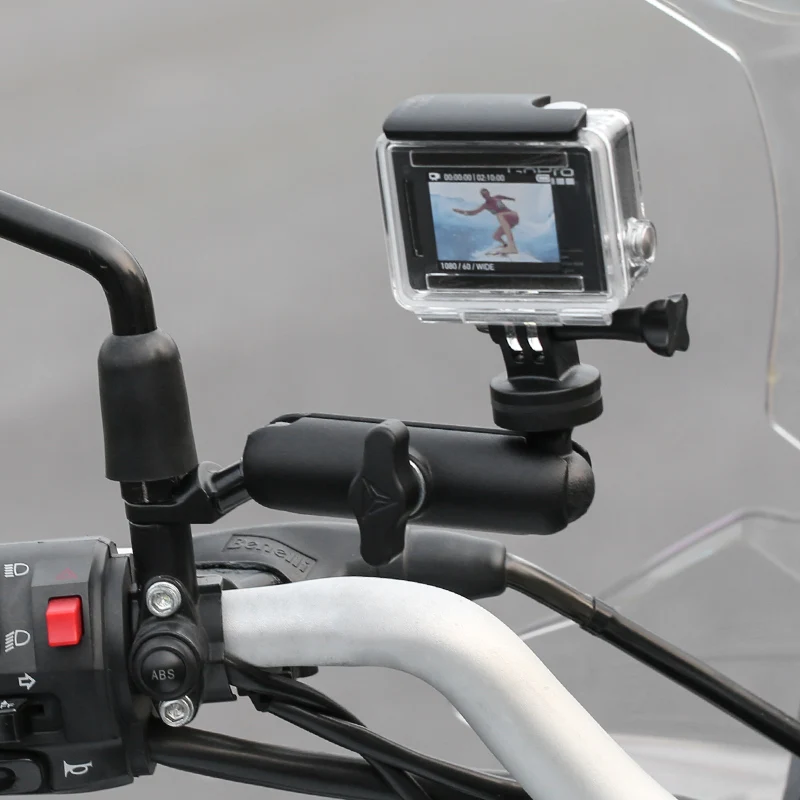 

Motorcycle Bike Camera Holder Handlebar Mirror Mount Bracket camara Sports Camcorder Metal Stand For Action Cameras Accessory, Black