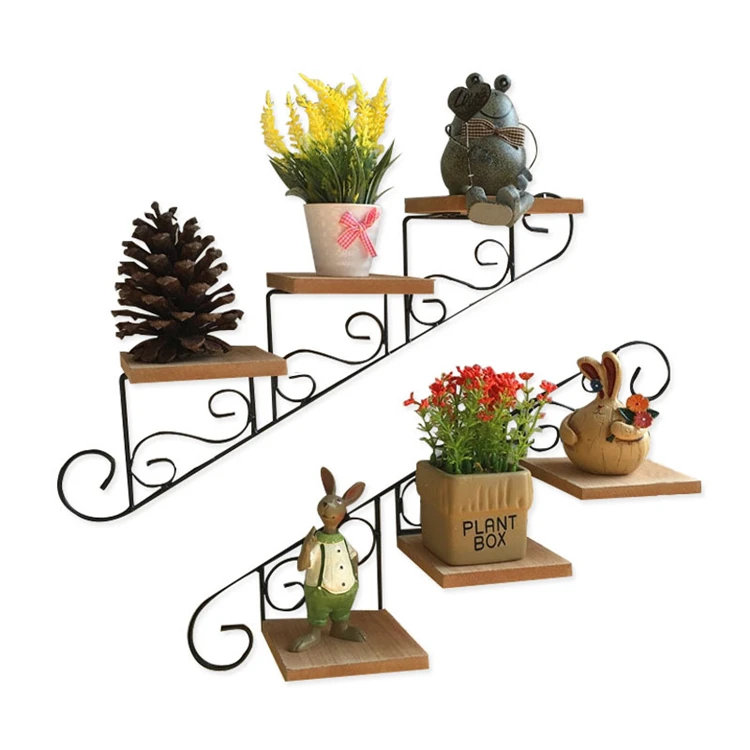 

Factory Sale Various Flower Rack Stand Metal Wall Hanging Shelf, Black