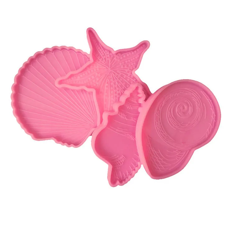 

Y2359 Handmade shiny starfish silicone molds conch shell silicon resin mold, Random