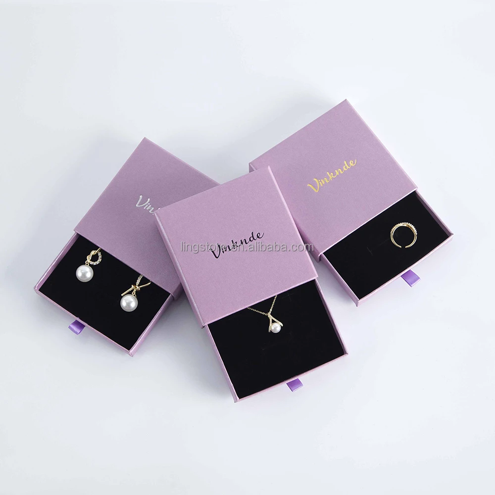 

Purple Cardboard Luxury Jewellery Necklace Ring Custom Logo Gift Paper Packaging Jewelry Earring Box