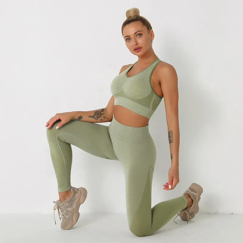 

Custom Active Wear Wholesale 2 Piece Latest Design Women Suit Elasticated Sportswear Gym Training Yoga Sets, As pictures