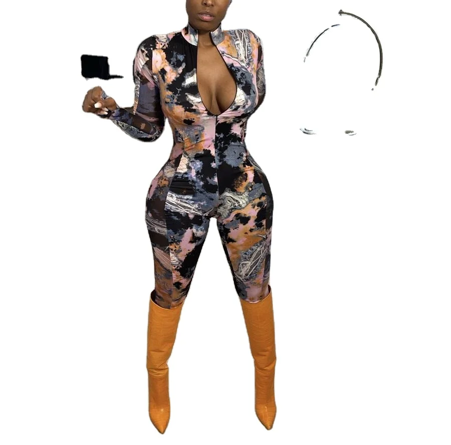 

2021 Amazon Hot Sale For Digital Printed Skinny Women Jumpsuits, As pic